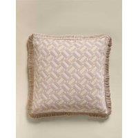 M&S Chenille Geometric Tile Cushion Biscuit