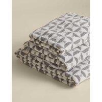 M&S Pure Cotton Geometric Tile Towel Marble