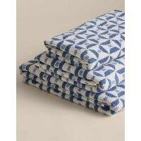 M&S Pure Cotton Geometric Tile Towel Denim