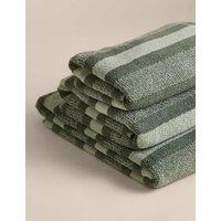 M&S Pure Cotton Marl Striped Towel Smokey Green