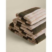 M&S Pure Cotton Block Striped Towel Green Mix