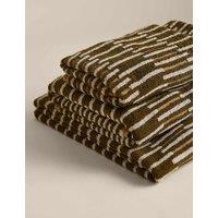 M&S Pure Cotton Striped Towel Moss