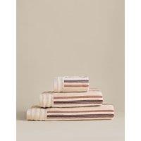 M&S Pure Cotton Striped Velour Towel Linen