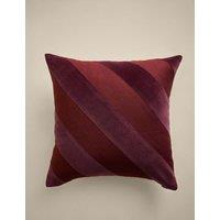 M&S Pure Cotton Velvet Diagonal Stripe Cushion Burgundy