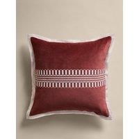 M&S Pure Cotton Velvet Embroidery Panel Cushion Chestnut