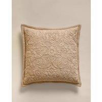 M&S Cotton Rich Floral Embroidered Cushion Biscuit