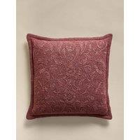 M&S Cotton Rich Floral Embroidered Cushion Chestnut