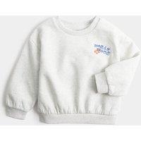 M&S Cotton Rich Bug Sweatshirt (0-5 Yrs) Grey Mix