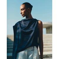M&S Satin Draped Detail Top Dark Slate