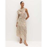 M&S Checked Drape Detail Top Ivory Mix