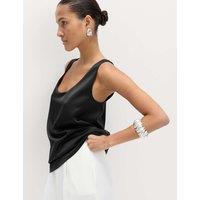 M&S Satin Scoop Neck Cami Top Black