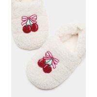 M&S Kids' Badged Elastic Back Slippers (4 Small - 2 Large) Cream Mix
