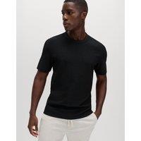 M&S Relaxed Fit Cotton Blend Textured T-Shirt Black