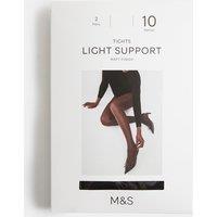 M&S 2 Pack 10 Denier Light Support Tights Black Mix