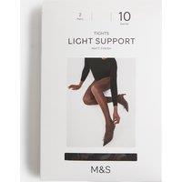 M&S 2 Pack 10 Denier Light Support Tights Nearly Black