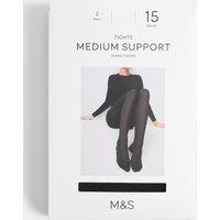 M&S 15 Denier Medium Support 2 Pack Tights Black