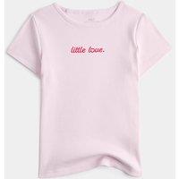 M&S Cotton Rich Little Love Ribbed Top (3-8 Yrs) Light Pink