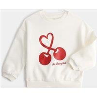 M&S Cotton Rich Cherry Print Sweatshirt (3-8 Yrs) Ivory