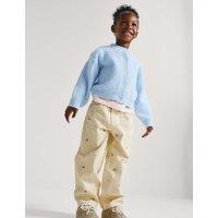 M&S Barrel Denim Embroidered Jeans (2-8 Yrs) Ecru