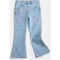 M&S Denim Embroidered Heart Kickflare Jeans (2-8 Yrs) Denim