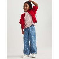 M&S Denim Floral Wide Leg Jeans Denim