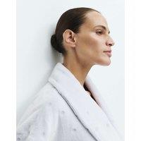M&S Spot Carved Dressing Gown Faded Blue