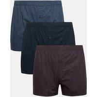 M&S 3pk Pure Cotton Geometric Woven Boxers Navy Mix