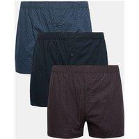 M&S 3pk Pure Cotton Geometric Woven Boxers Navy Mix
