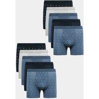 M&S 10 Pack Cotton Stretch Pattern Trunks Blue Mix