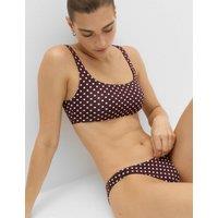 M&S Polka Dot High Leg Bikini Bottoms Dark Brown Mix