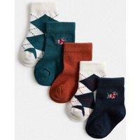 M&S 5 Pack Cotton Rich Argyle Socks (0-24 Mths) Navy Mix