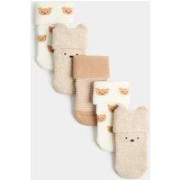 Spencer Bear 5 Pack Cotton Rich Spencer Bear Socks Beige Mix