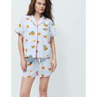 M&S Pure Cotton Printed Shortie Set Blue Mix
