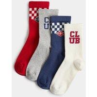 M&S 4 Pack Checked Socks (6 Small-7 Large) Red Mix
