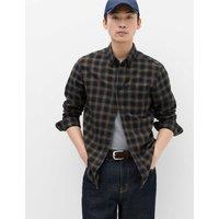 M&S Pure Cotton Flannel Shirt Navy Mix
