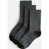 M&S 3 Pack Thermal Socks (6 Small-10 Large) Grey