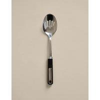 M&S Soft Grip Handle Stainless Steel Slotted Spoon Black