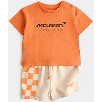 M&S 2 Piece McLaren Shorts & T-Shirt Outfit (0-3 Yrs) Orange Mix
