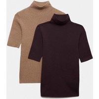 M&S 2 Pack Funnel Neck Slim Fit Knitted Top Multi