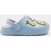 M&S Kids' Badged Faux Fur Lined Clogs (4 Small - 2 Large) Light Blue