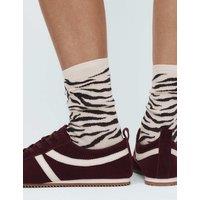 M&S 2 Pack Animal Print Crew Socks Brown Mix