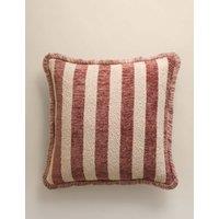M&S Fringed Chenille Stripe Cushion Cover Spice
