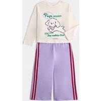 M&S Pure Cotton Puppy Print Pyjamas (12 Mths - 8 Yrs) Lilac Mix