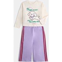 M&S Pure Cotton Puppy Print Pyjamas (12 Mths - 8 Yrs) Lilac Mix