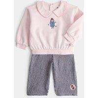 M&S Cotton Rich Paddington Sweat Outfit (0-3 Yrs) Pink Mix