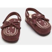M&S Kids' Embroidered Slip On Clogs (10 Small - 2 Large) Burgundy