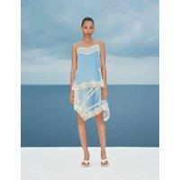 M&S Satin Contrast Lace Cami Top Pale Blue