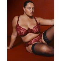 M&S x Coco de Mer Belle Lace Quarter-Cup Balcony Bra F-H Dark Crimson