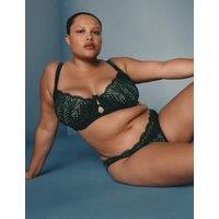 M&S x Coco de Mer Reverie Embroidery Non-Padded Balcony Bra F-H Dark Green