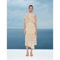 M&S Chiffon Checked Midi A-Line Skirt Brown Mix
